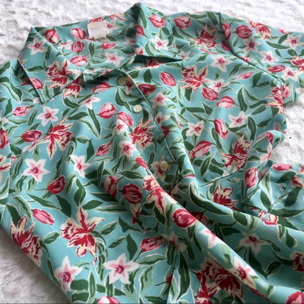 VTG 90s Floral print button down dress size 8